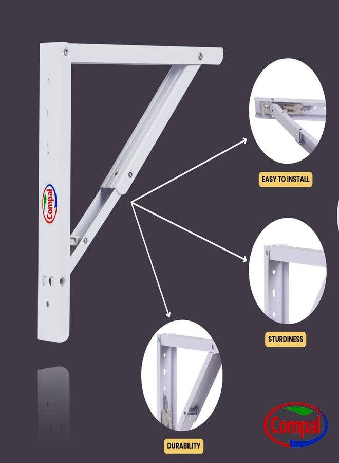 Compal Folding Self Table Bracket, Corrosion Resistant & Space-Saving Design, Metal Brackets for Wall Shelves & Workstations, Home & Office Use (12 inches Bracket) - Image 3